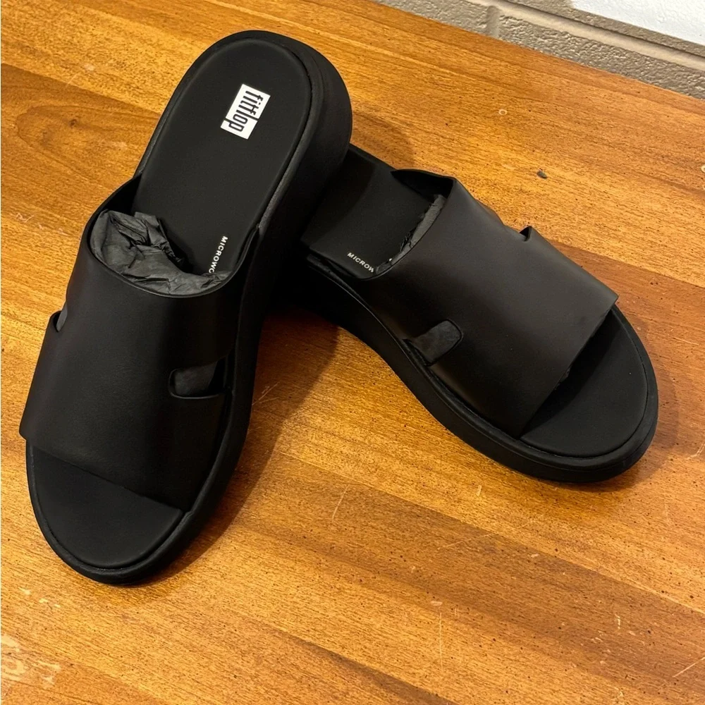 FitFlop Women’s Sleek Black Slide Sandals - NWT - Picture 3 of 4